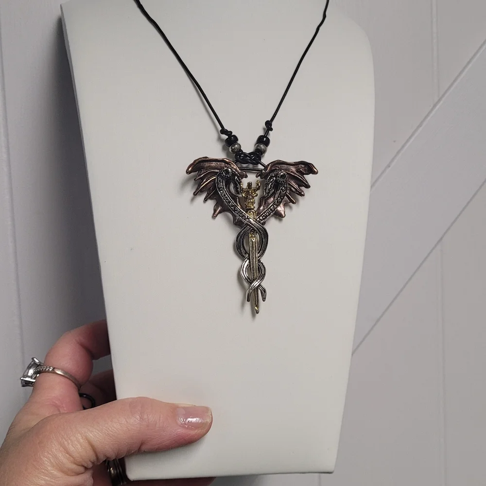 Mystical Dragon Wing Pendant Necklace